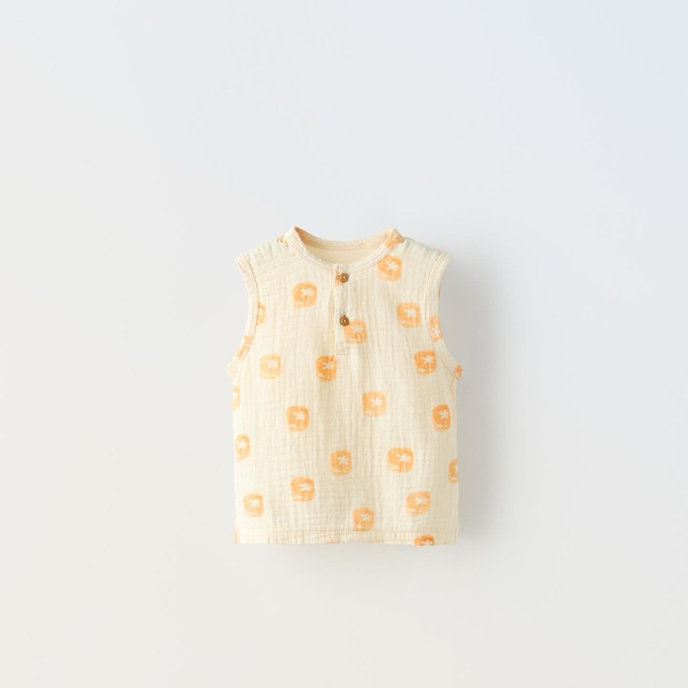 Zara- PALM TREE PRINT MIXED MUSLIN BABY TOP